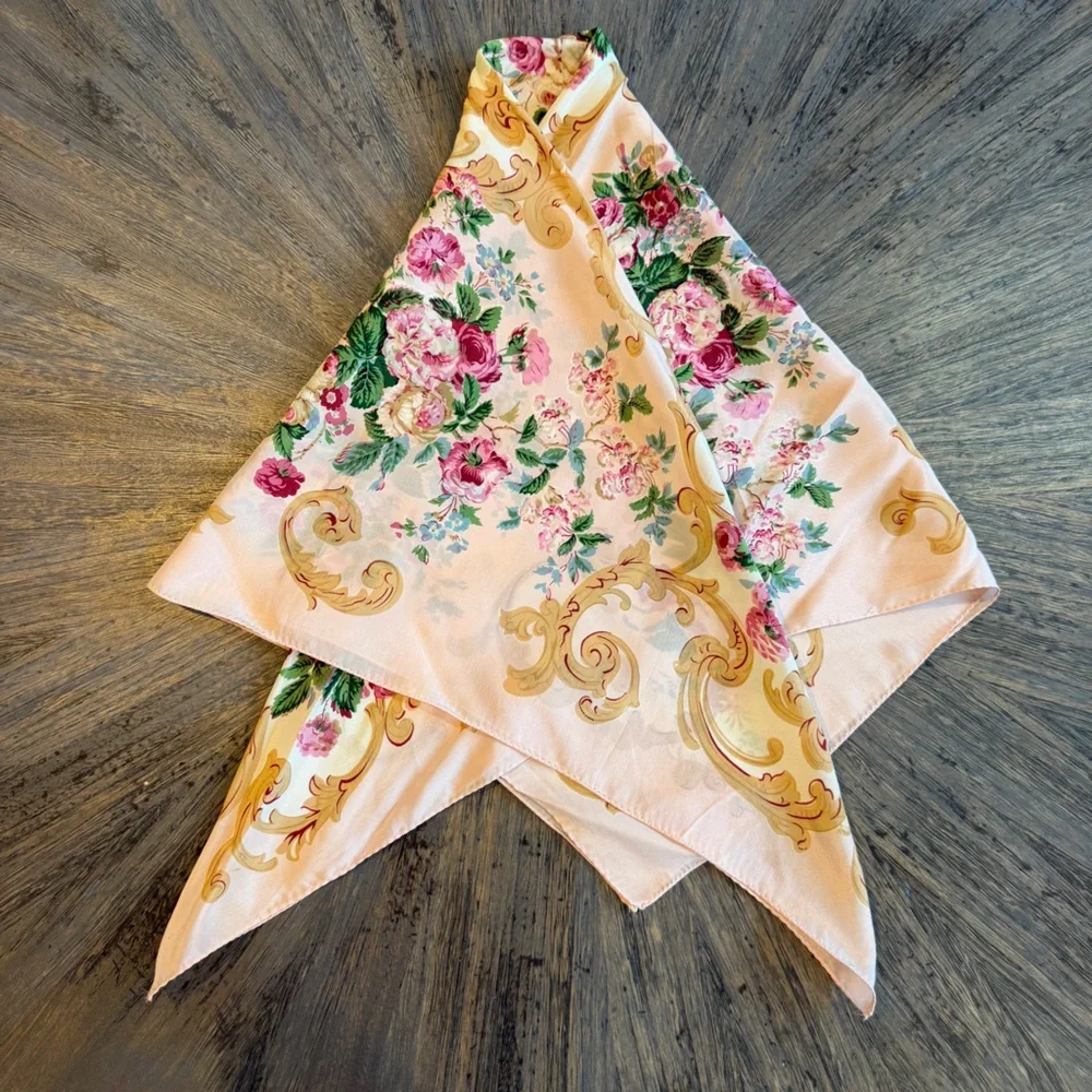 Vintage Echo “Club 7” Floral Scarf 34” x 34”